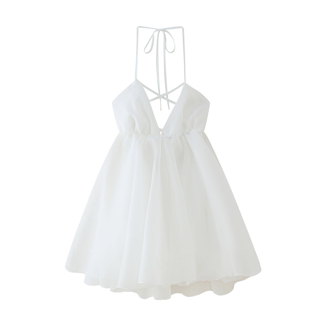 Damen Sommerliches Chiffonkleid mit verstellbaren Trägern und voluminösem Rock R&B