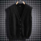 Damen ärmellose Strickjacke mit strukturiertem Zopfmuster R&B