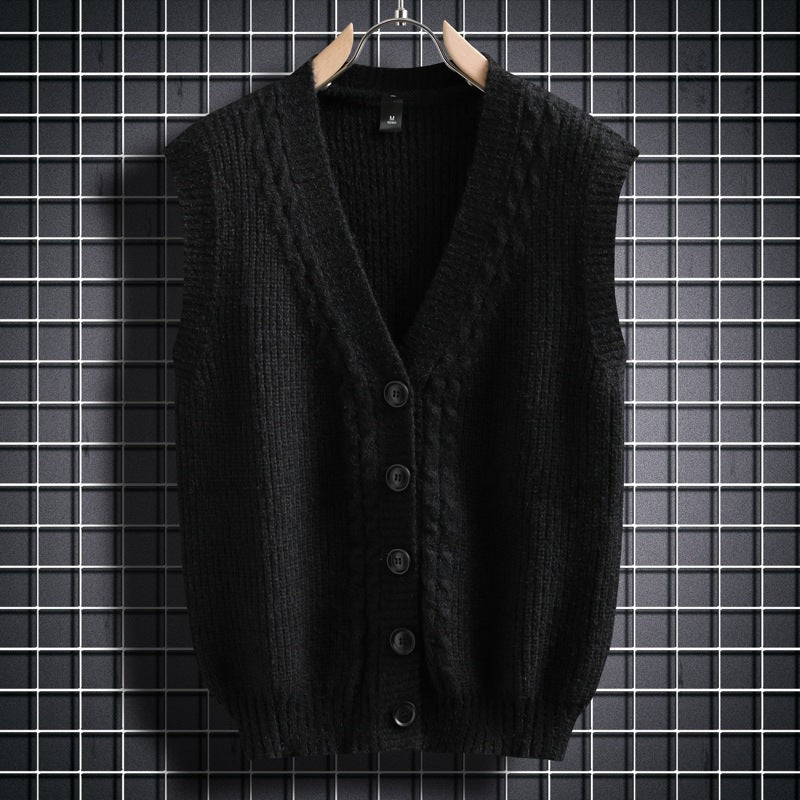 Damen ärmellose Strickjacke mit strukturiertem Zopfmuster R&B