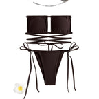 Damen Bandeau-Bikini-Set mit modischem Wickel-Design R&B