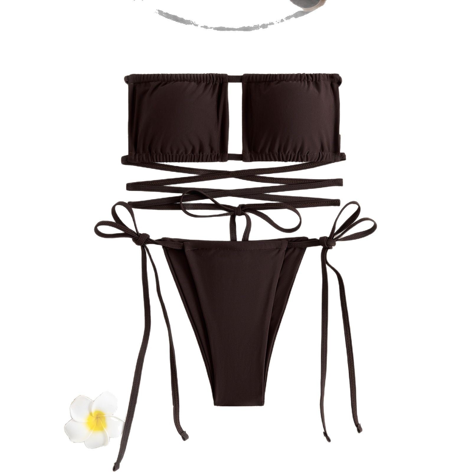 Damen Bandeau-Bikini-Set mit modischem Wickel-Design R&B