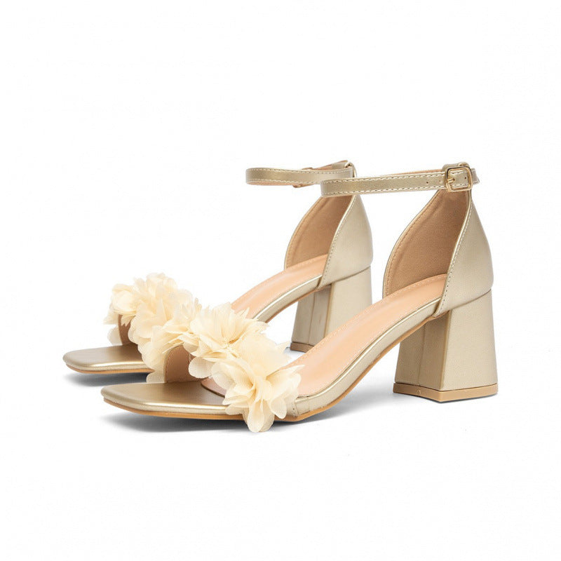 Damen Hochhackige Sandalen mit floralen Applikationen R&B