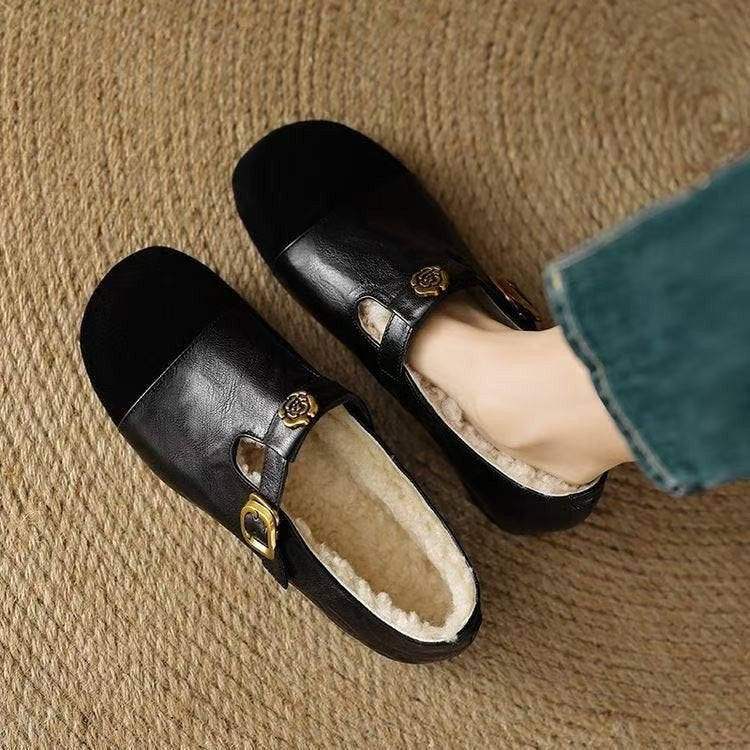 Damen elegante Mokassins mit modischen Schnallen und weichem Innenfutter R&B