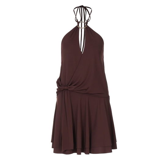 Damen Halterkleid mit elegantem Wickeldesign und raffinierten Trägern R&B