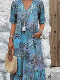 Damen Maxikleid mit V-Ausschnitt und praktischen Seitentaschen R&B