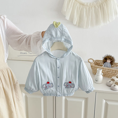 Unisex nan leichte Baby Kapuzenwindjacke mit Elefantenapplikation R&B