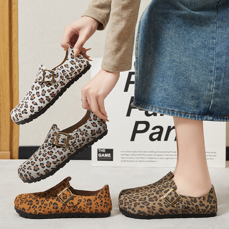 Damen Komfortable Clogs mit modischem Leopardenmuster