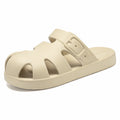 Damen nan geschlossene Sandalen-Pantolette mit ergonomischem Fußbett, verstellbarer Schnalle und rutschfester EVA-Laufsohle R&B
