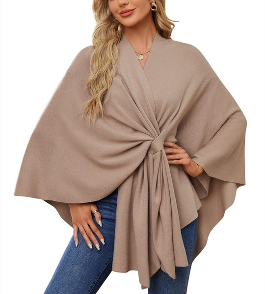 Damen Eleganter Wickelpullover mit asymmetrischem Schnitt R&B