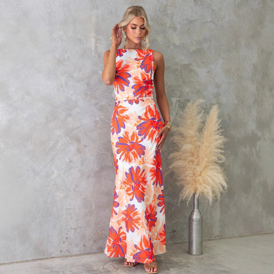 Damen Maxikleid mit modernem floralem Design und elegantem Schnitt R&B