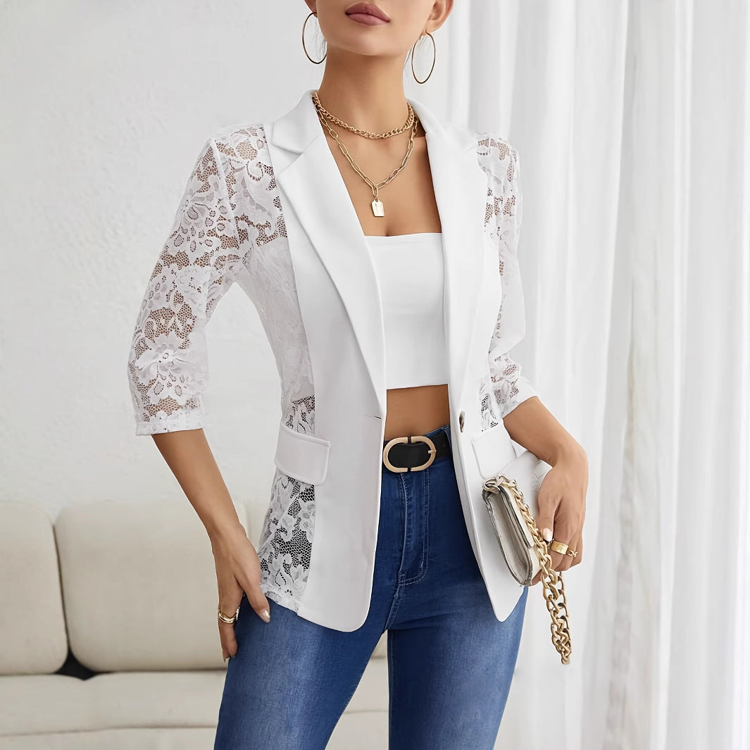 Damen Blazer mit Spitzenärmel und eleganter Passform R&B