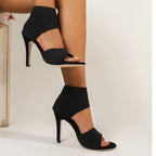 Damen High-Heel Sandalen mit elastischem Knöchelbereich und geschwungenem Design R&B