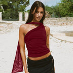 Damen Oberteil mit asymmetrischem Schnitt und stilvollem Leopardenmuster R&B