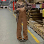 Damen Weite Cordhose mit hohem Bund und dekorativen Seitentaschen R&B