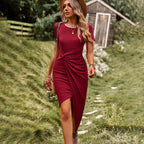 Damen Wickelkleid mit asymmetrischem Saum und figurformendem Design R&B