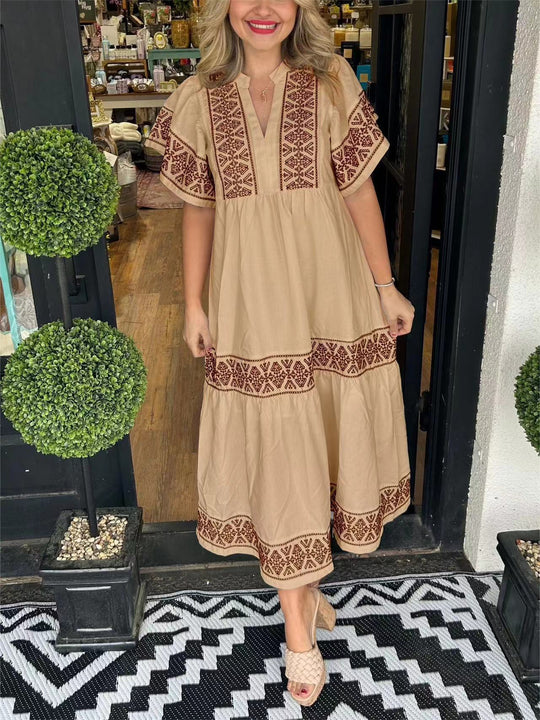 Damen Maxikleid mit eleganten Stickereien R&B