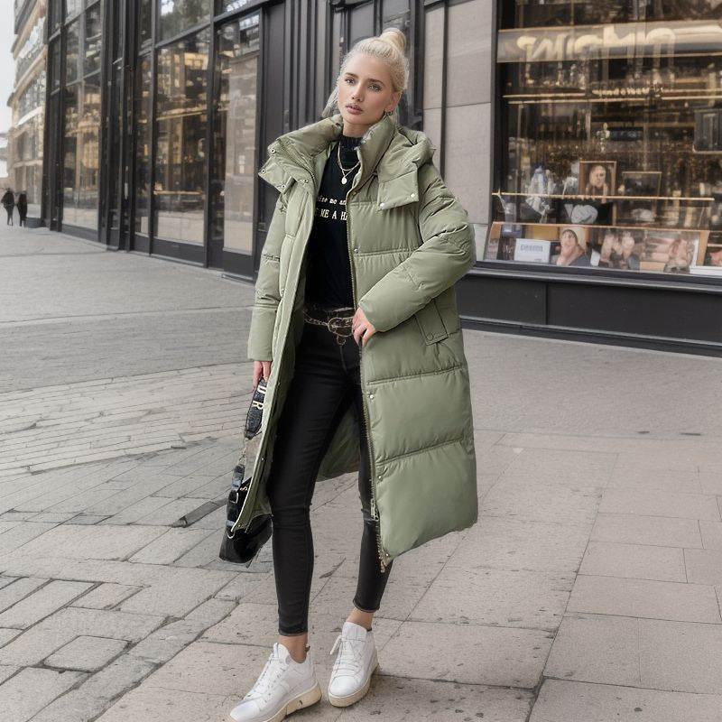 Damen langärmliger Puffer-Mantel mit isolierender Fütterung und verstellbarer Kapuze R&B
