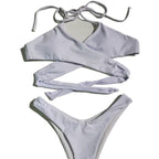 Damen Bandeau-Bikini mit asymmetrischem Design und Wickeloberteil R&B