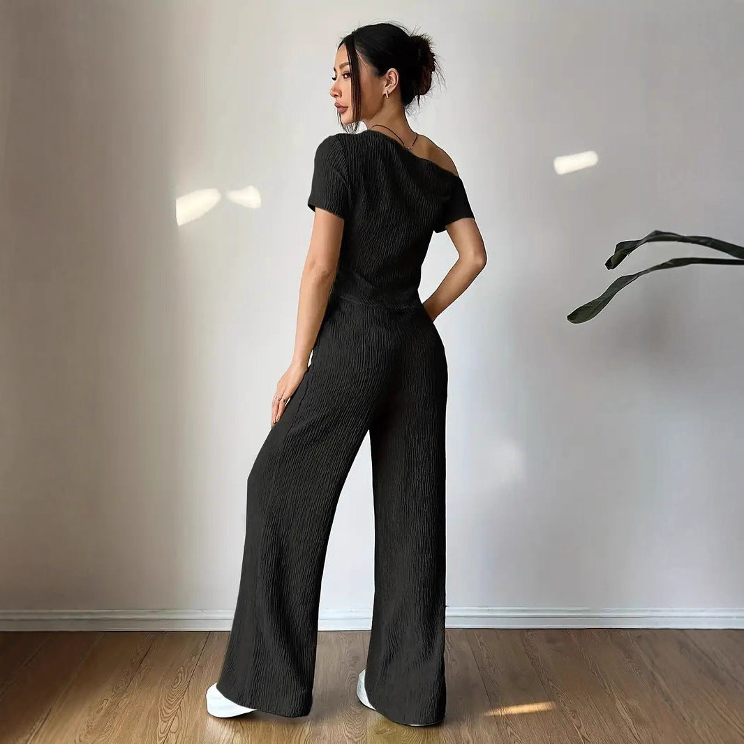 Damen Eleganter Jumpsuit mit asymmetrischem Schnitt und Raffungen R&B