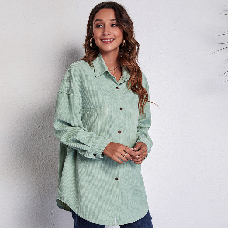 Damen Oversized Hemdblusenshirt aus Cord R&B