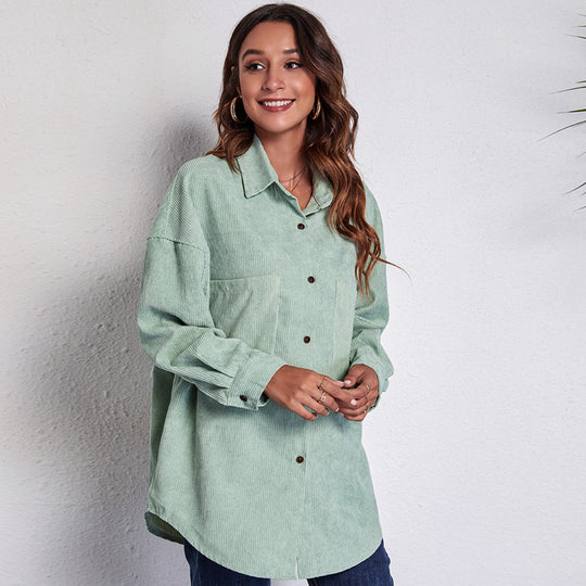 Damen Oversized Hemdblusenshirt aus Cord R&B