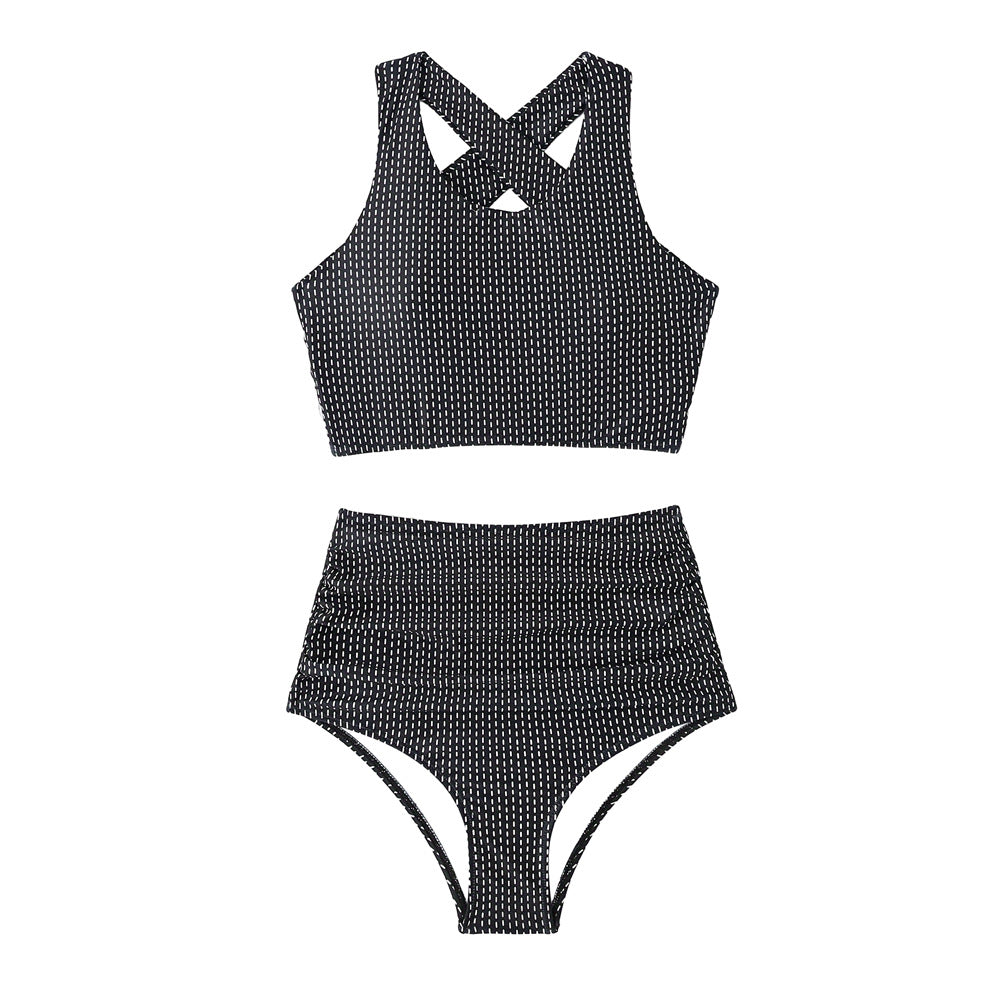 Damen Bikiniset mit hoch geschnittenen Unterteilen und Raffung R&B