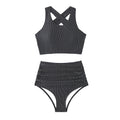 Damen Bikiniset mit hoch geschnittenen Unterteilen und Raffung R&B