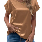 Damen Satin T-Shirt mit elegante Details R&B