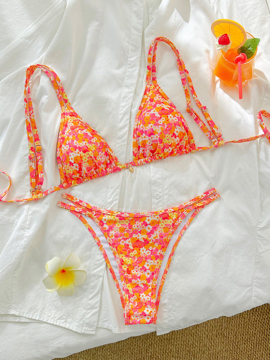 Damen Triangel-Bikini mit floralen Mustern R&B