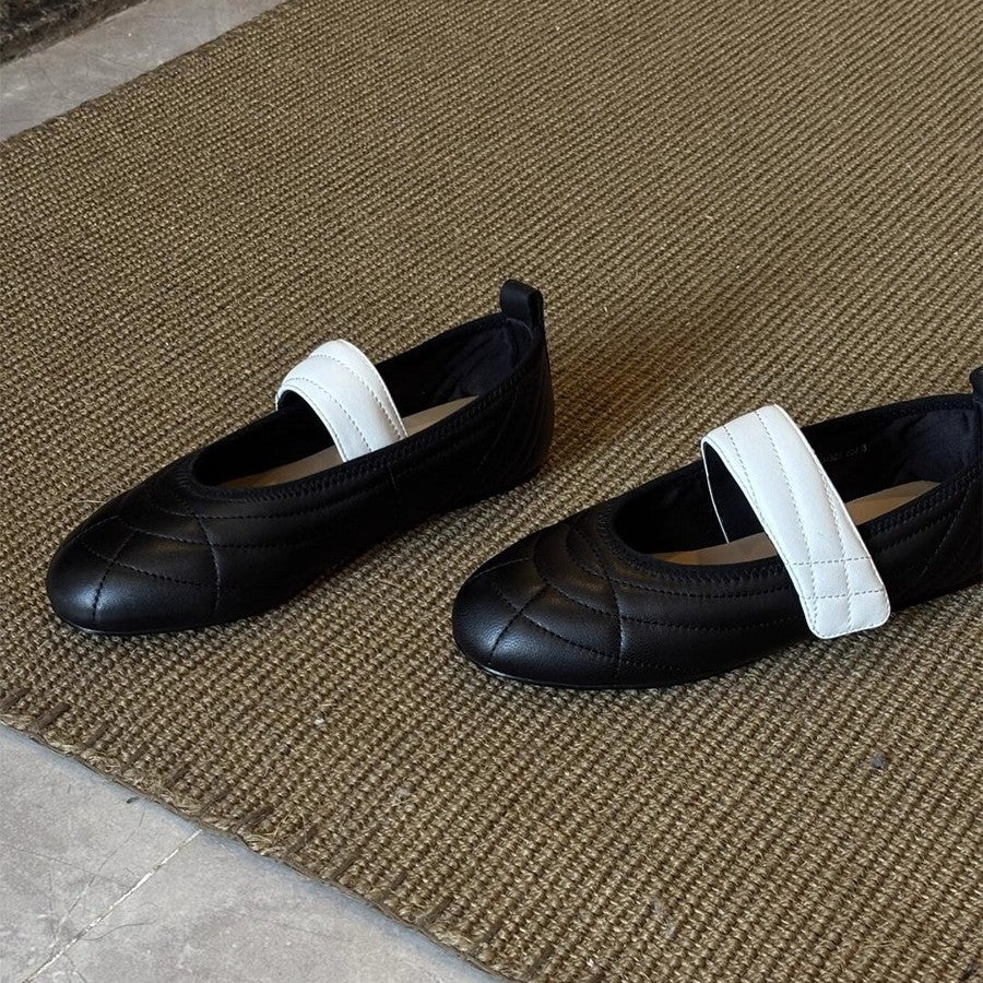 Damen Ballerinas mit elegantem Riemen und modischem Steppdesign