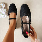 Damen eleganter Ballerina mit floralem Spitzenoberteil R&B