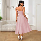 Damen elegantes Maxikleid mit taillierter Silhouette und feinen Trägern R&B