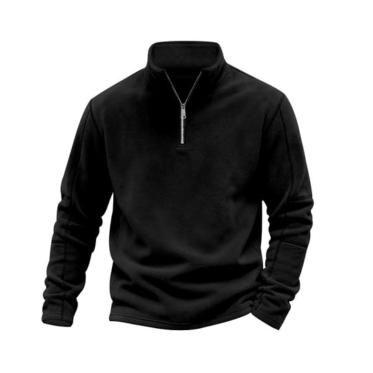 Herren nan leichter Fleece-Pullover mit halbem Reißverschluss und Stehkragen R&B