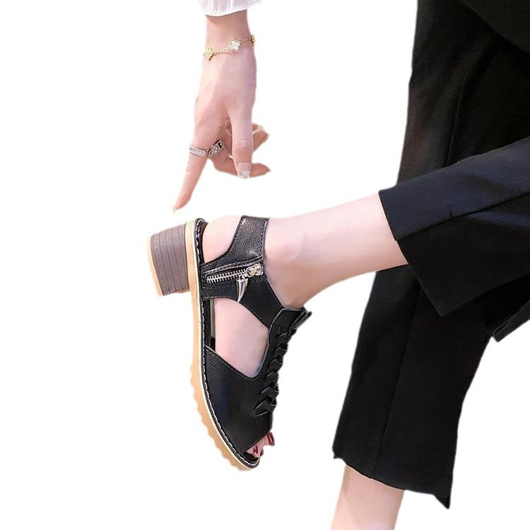 Damen elegante Schnürsandalen mit offener Zehenpartie und modischem Absatz R&B