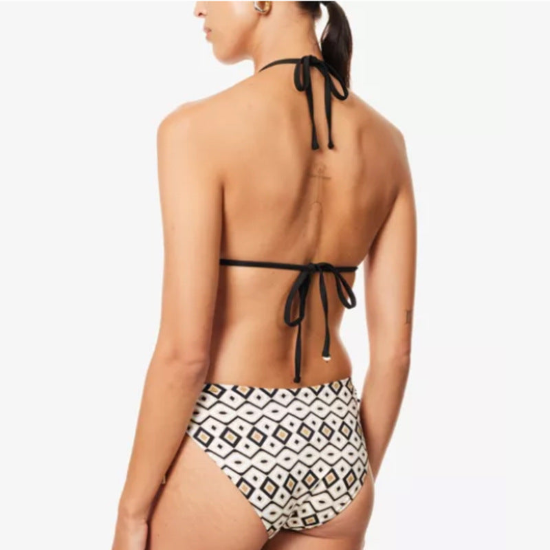Damen Triangel-Bikini mit verstellbaren Trägern und geometrischem Muster R&B