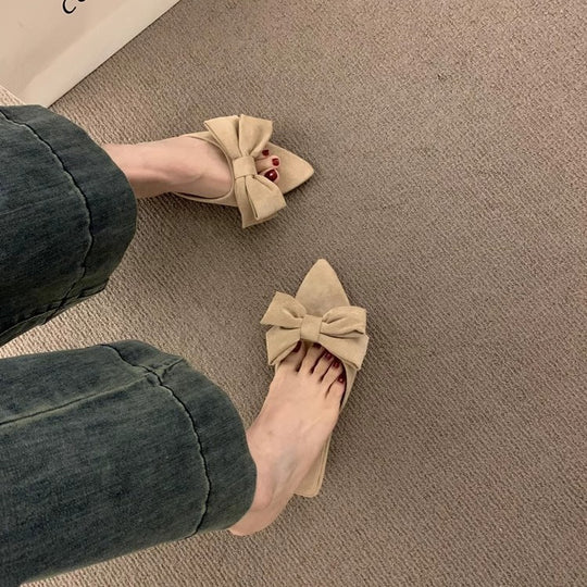 Damen elegante Pantolette mit dekorativem Schleifenapplikation R&B