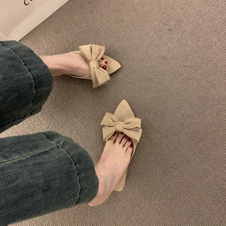 Damen elegante Pantolette mit dekorativem Schleifenapplikation R&B