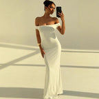 Damen Elegantes Off-Shoulder Maxikleid mit figurbetontem Schnitt R&B