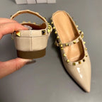 Damen elegante spitze Mules mit goldenen Nieten R&B