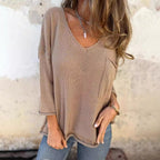 Damen legerer V-Ausschnitt Pullover mit praktischer Tasche