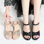 Damen Wedge-Sandaletten mit modischen Strassverzierungen und verstellbarem Riemen R&B