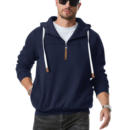 Herren modischer Kapuzenpullover mit Reißverschluss und dekorativen Details R&B