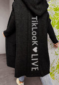 Damen Strickjacke mit Kapuze und innovativem Schriftzug R&B
