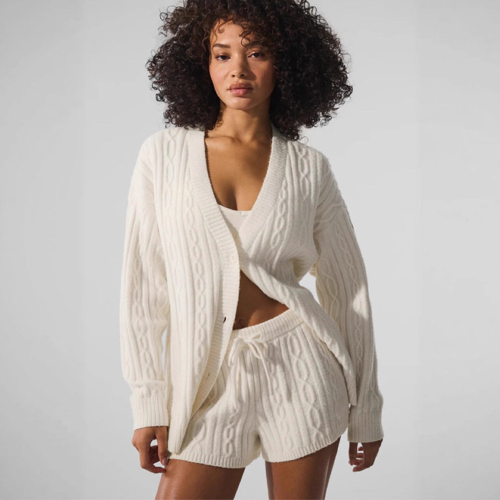 Damen Grobstrick Cardigan mit lässigem Schnitt und weichen Ärmeln R&B