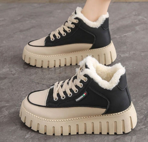 Damen Trendige High-Top Sneakers mit kuscheligem Innenfutter und rutschfester Sohle R&B