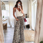Damen Elegante Weitbein-Hosen im modischen Leopardenmuster R&B