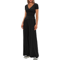 Damen Eleganter Wickel-Jumpsuit mit weitem Bein und modischen Details EB