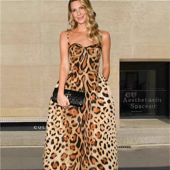 Damen Glamouröses Tiermuster Abendkleid R&B