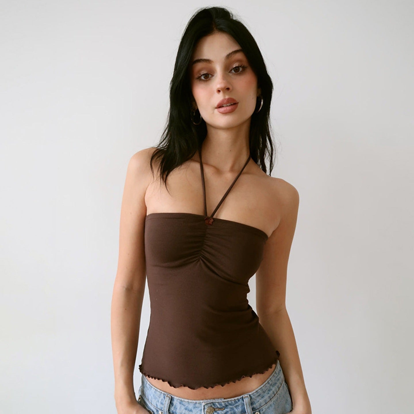 Damen Bandeau-Top mit raffinierten Raffungselementen und verstellbaren Trägern R&B