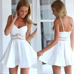 Damen A-Linien Sommer Mini Kleid mit Spitzenoberteil Detail R&B